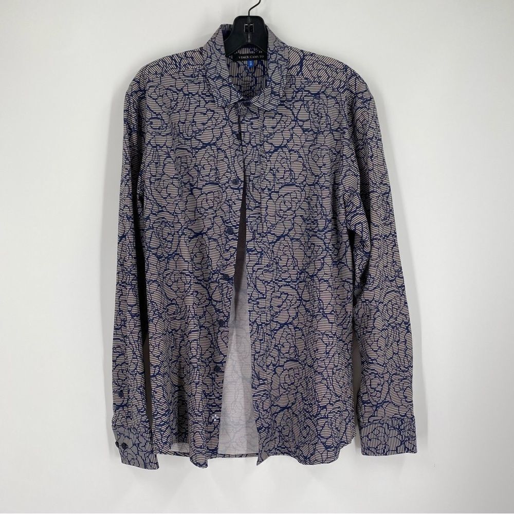 Vince Camuto Blue Paisley Lightweight Button Front Shirt size M